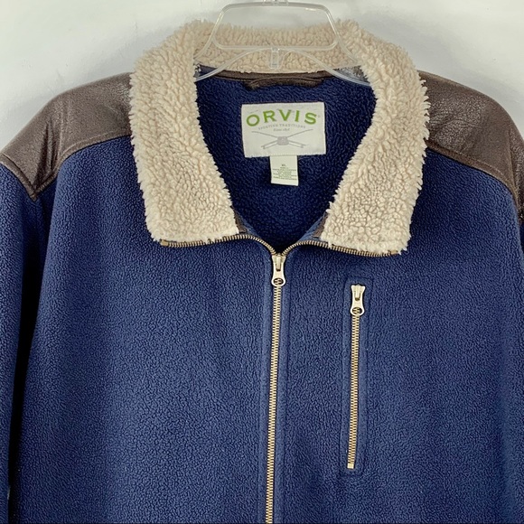 Orvis Stowe Sherpa Faux Leather Fleece Jacket L - Picture 3 of 10